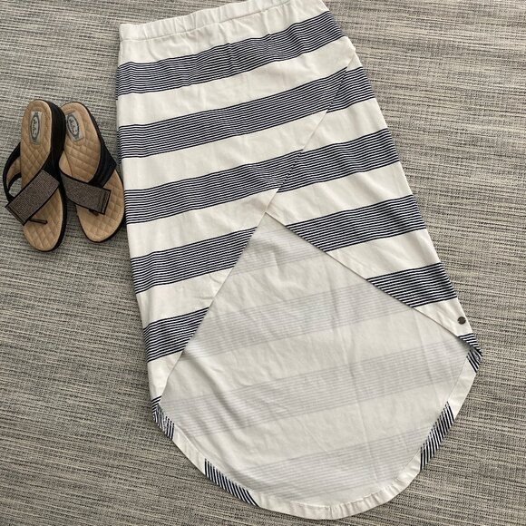 Roxy Ocean Stripe High Low Tulip Midi Skirt Medium - Picture 2 of 9